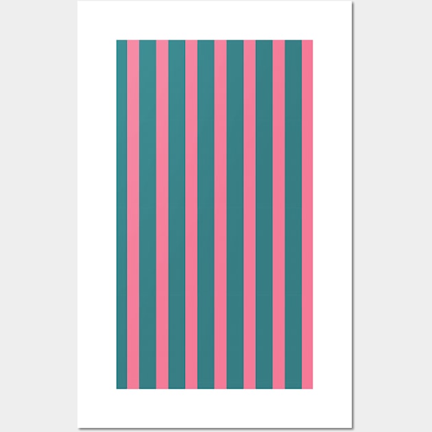 Abel | Teal and Pink Stripes Pattern Wall Art by jeeneecraftz